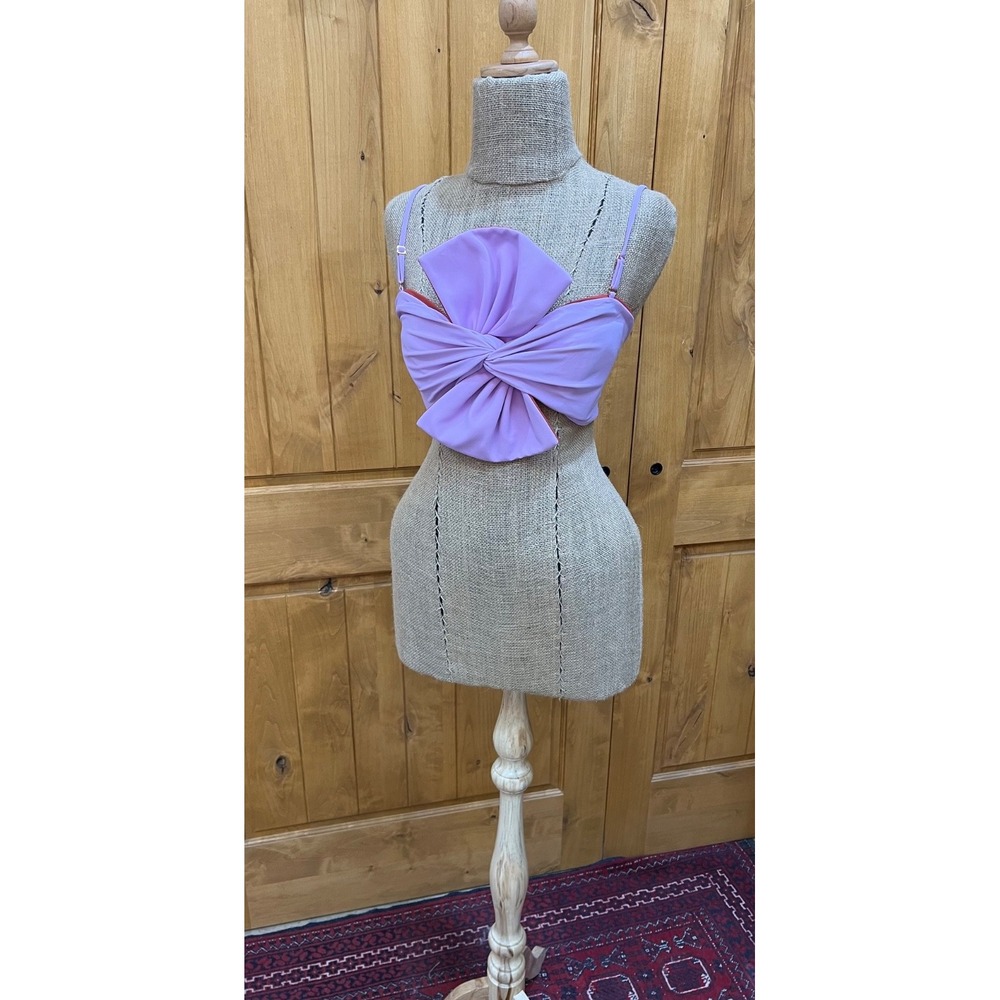 Juan de Dios Albatross Bow Bikini Top Sz 8 Lilac Terracotta Reversible NWT